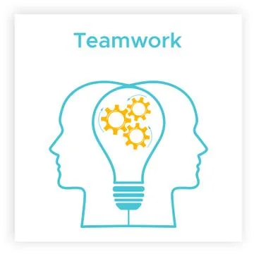 Heads profile lightbulb creative teamwork concept Stock Illustration