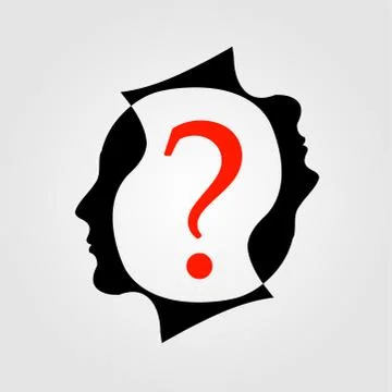 Heads with a question mark showing different queries  Stock Illustration