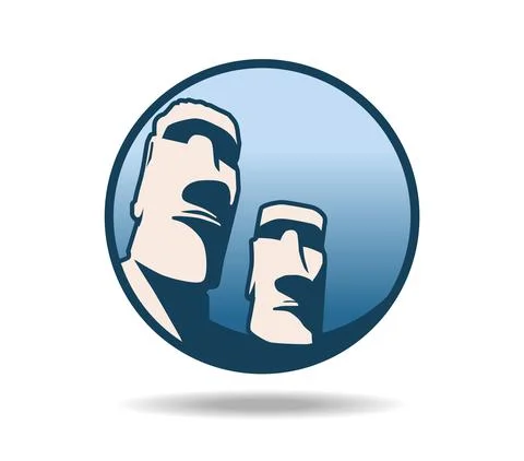 The heads of the statues of Easter Island in the circle. Stock Illustration