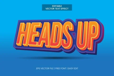 HEADS UP TEXT EFFECT 스톡 일러스트