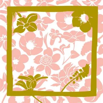 Headscarf Flower Pattern with Pink and Gold color Stock Illustration