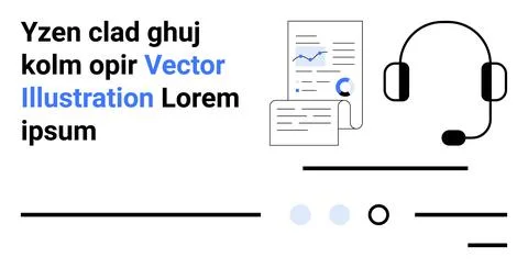 Headset, analytical charts, text placeholders, simple design elements, profes イラスト素材