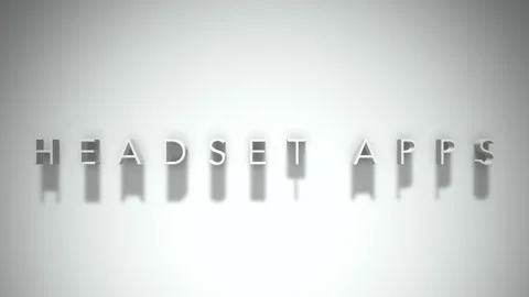 Headset apps 3D title animation white text on a white background Stock Footage 299374111