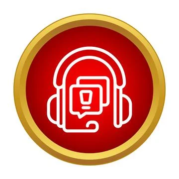 Headset with chat bubbles for customer support icon Stock Illustration