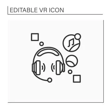 Headset computer line icon Illustrazione stock