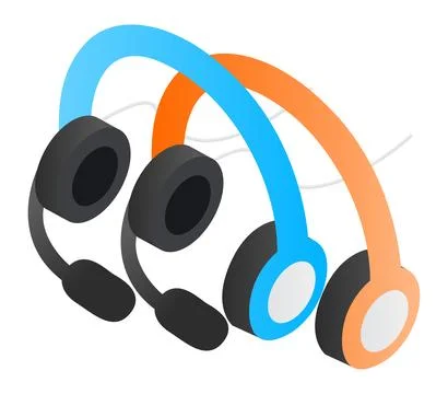 The headset game device of isometric style Stock Illustration