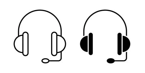 Headset icon in black and white. vector icon pack for websites Stock Illustration