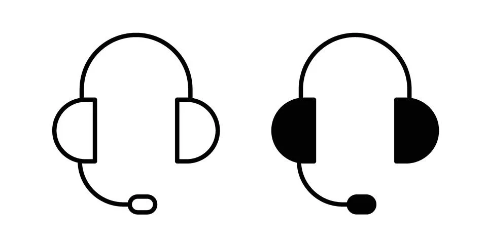 Headset icon black vector isolated on white Stock Illustration