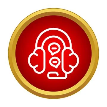 Headset icon in circle representing customer support Stock Illustration