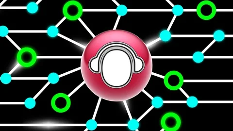 Headset icon on circuit board. Looping footage. Illustration. Stock Footage 123471499
