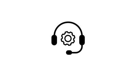 Headset icon with gear symbol animation isolated on white background Stock Footage 341460947