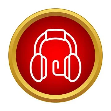 Headset icon on red circle with gold border イラスト素材