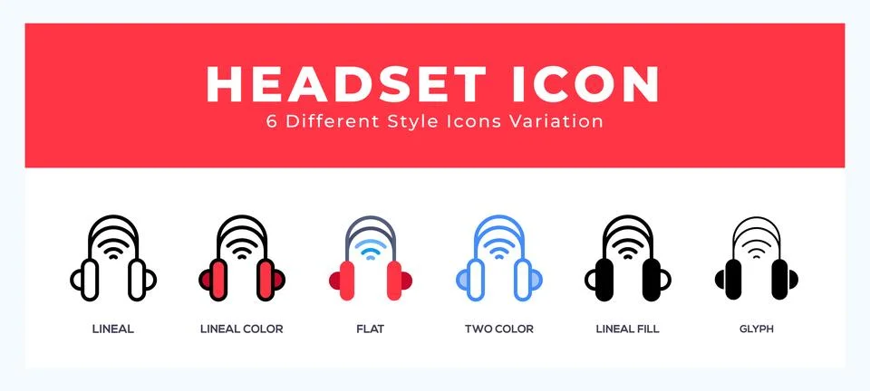Headset icon set. Design elements for logo Stock Illustration
