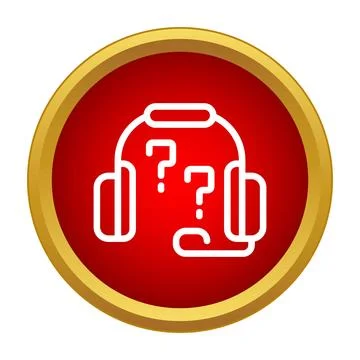 Headset icon showing question marks for support Stock Illustration