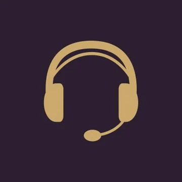 The headset icon. Support symbol. Flat Stock Illustration