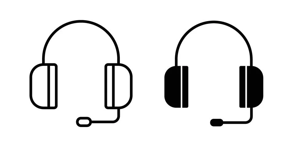 Headset icon symbol  illustration bundle in black colour Stock Illustration