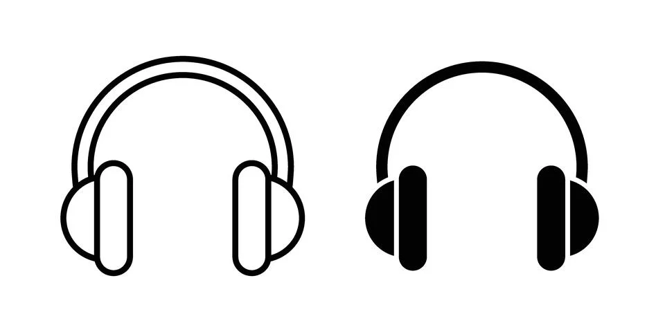 Headset icon symbol  illustration bundle in black colour Stock Illustration