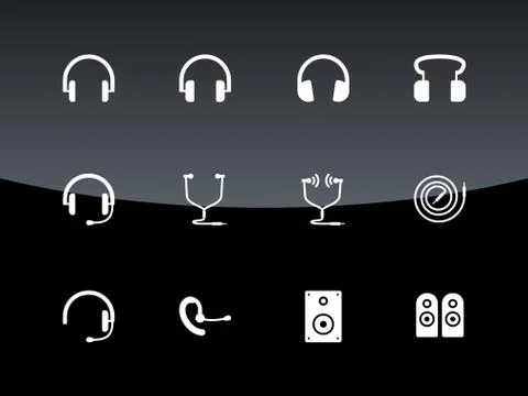 Headset icons on black background. Stock-Illustration