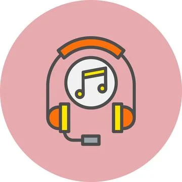 Headset Line Filled Circle Icon Stock Illustration