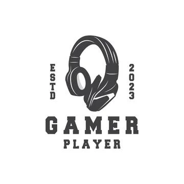 Headset Logo Design Simple Headset Gamer Illustration Template Stock Illustration