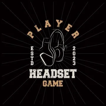 Headset Logo Design Simple Headset Gamer Illustration Template Stock Illustration