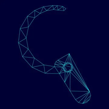 Headset low poly triangulation triangulated polygonal electric cyan blue vibr Stock Illustration