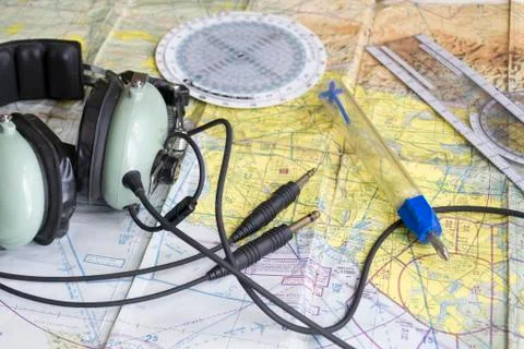 Headset on map Fotos de archivo