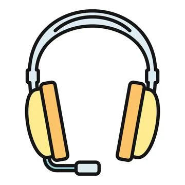 Headset with microphone for call center support icon Stock Illustration
