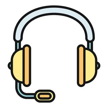Headset with microphone for communication and customer support Stock Illustration
