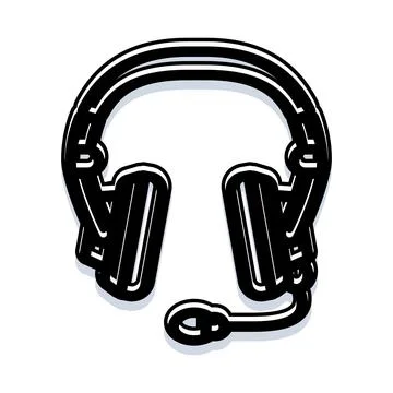 Headset with microphone for communication and gaming Stock Illustration