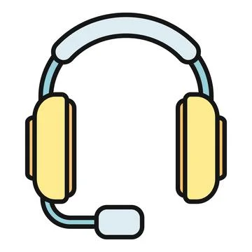 Headset with microphone for communication and gaming Stock Illustration