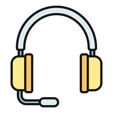 Headset with microphone for communication and gaming Stock Illustration