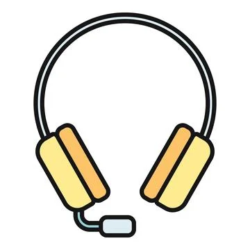 Headset with microphone for communication and gaming Stock Illustration