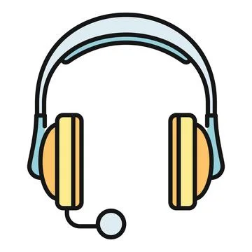 Headset with microphone for communication and gaming support Stock Illustration