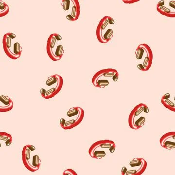 Headset microphone hybrid work isometric icon seamless pattern Stock Illustration