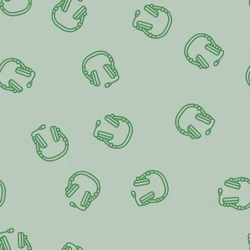 Headset microphone hybrid work line seamless pattern Illustrazione stock