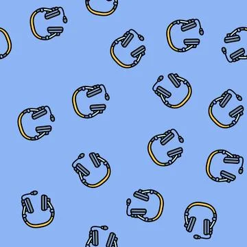 Headset microphone hybrid work vector seamless pattern Stock Illustration