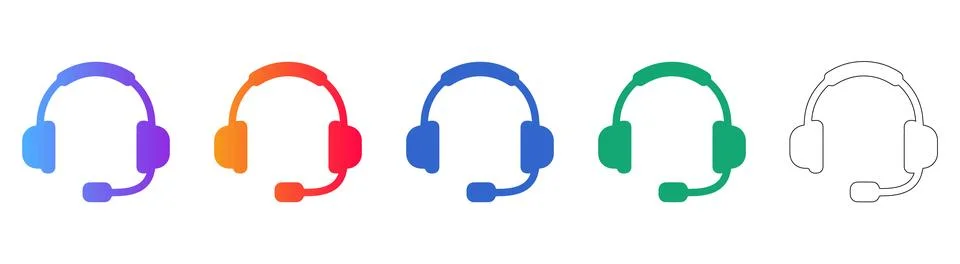 Headset with Microphone Icons Support, Communication, and Gaming Stock Illustration