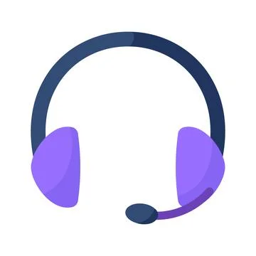 Headset microphone podcast audio stream interface flat icon Stock Illustration