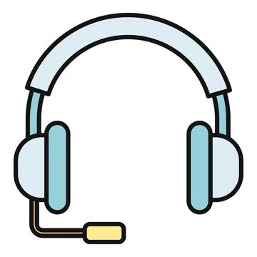 Headset with microphone representing communication and support Stock Illustration