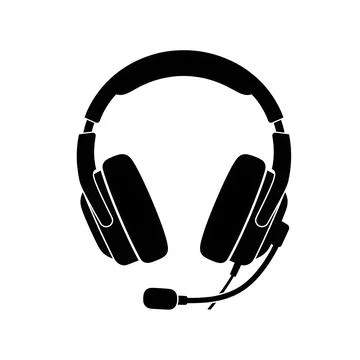 Headset with microphone silhouette Stock Illustration