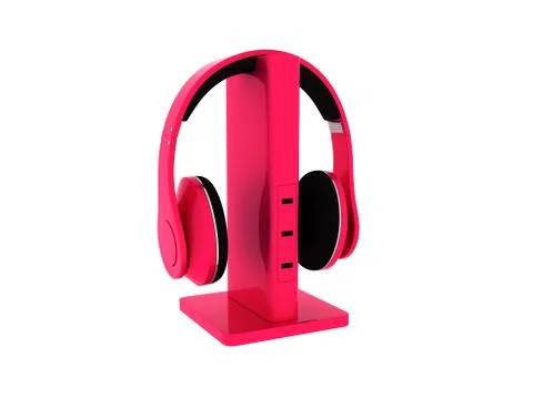 Headset with music box. 3d render. Stock Illustration