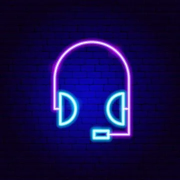 Headset Neon Sign Stock Illustration