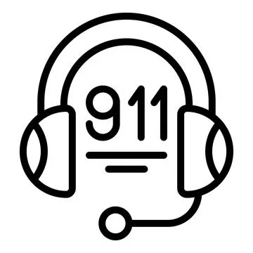 Headset receiving 911 emergency call signal Stock Illustration