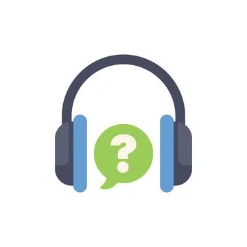 Headset showing question mark speech bubble for online support Stock Illustration