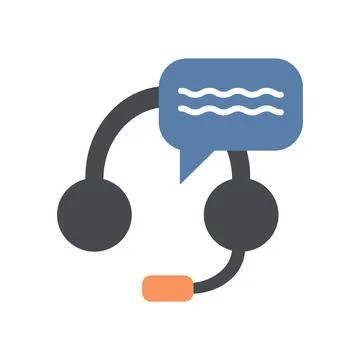 Headset with speech bubble flat vector icon for communication 스톡 일러스트