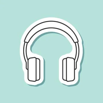 Headset sticker icon in flat style. Earphone vector illustration on isolate.. Illustrazione stock