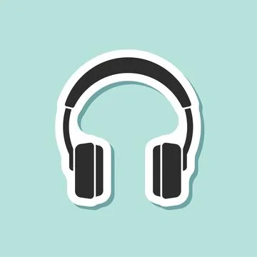 Headset sticker icon in flat style. Earphone vector illustration on isolate.. Illustrazione stock