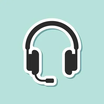 Headset sticker icon in flat style. Earphone vector illustration on isolate.. Illustrazione stock