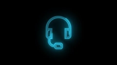 Headset stroke icon glowing neon cyan color animation Stock Footage 289432590